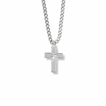 Sterling Silver Petite Hollow Cross Adjustable Necklace 16-18 Inch Sterling Silver Petite Hollow Cross Adjustable Necklace 16-18 Inch
